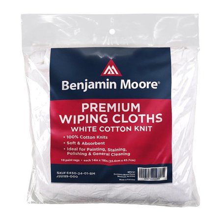 BENJAMIN MOORE Premium Cotton Wiping Cloth 14 in W X 18 in L, 10PK 6450-24-01-BM